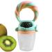 Jingling fruit pacifier feeder vegetables fruit food silicone feeder pacifier-safe soft baby fruit food feeder silicone bag for facilitating the teething green
