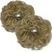 OMGREAT 2PCS Thick Updo Messy Hair Buns Curly Wavy Ponytail Extensions Hairpieces juva bun Hair Scrunchies for Women Girls Color Ash Blonde 2 PCS 5# Ash Blonde