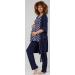 Happy Mama Maternity Nursing 3pcs Nightwear Set - Navy With Hearts - Pants, Top, Robe - Buy Online on SooperMarket.com
