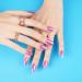 DANNI & TONI 28 Stickers Semi Cured Nail Wraps Soft Self-Adhesive Gel Nail Stickers(Cosmic Bloom) Pink Metallic Mirror Salon-Quality Gel Nail Polish Strips Manicure Stickers Set