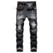Retro Ripped Slim Jeans for Men Regular Fit Destroyed Distressed Jean Vintage Straight Stretch Comfort Denim Pants Black 34