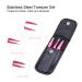 3-Piece Stainless Steel Tweezers Set - Flat Lace & Sloping Tips for Eyebrows & Facial Hair Removal - Rose Red - Perfect for Home & Gift - Buy Online on SooperMarket.com