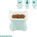 Navaris Raised Ceramic Cat Bowls (Set of 2) - Elevated Food and Water Bowl Pack for Cats - Cute Kitty Shaped Dishes with Ears - Dishwasher Safe - Green/Peach - Buy Online on SooperMarket.com