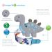 BigSpinach Soft Grey Dinosaur Teether & Pacifier Clip Set - Valentines Day Gift for Baby Boy | Silicone Teething Toy & Chew Toys - Buy Online on SooperMarket.com