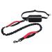 Plutus Pet Hands Free Dog Lead Soft Padded Dual Handle Retractable Bungee Lead with Reflective Stitches Adjustable Wasit Lead for Dog Walking Running Jogging for Medium Large Dogs Red