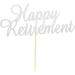 Arthsdite Happy Retirement Cake Topper Retired Cake Pick Retirement Theme Birthday Party Cake Decorations Supplies - Silver Glitter - Buy Online on SooperMarket.com