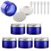 Tianzd 6 pieces Small 150 ml blue plastic empty cream can with silver lid 150 g empty socket screw box tin cans cosmetic container crucible 6 pieces spatula blue 150ml