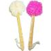 Shower Loofah Body & Back Scrubber - Exfoliating Loofah Bath Brush On a Stick - With Long Wooden Handle Back Brush For Men & Women - Easy Reach Body Wash & Lotion Applicator( 2 PACK- White&Red)