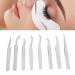 8-Part Stainless Steel Eyelash Extension Tweezers Set - Fine Lace Silver Tweezers for Perfect Eyelash Application - Buy Online on SooperMarket.com