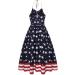 Womens Swing Dress American Flag Print Halter Backless A Line Pleated Flowy Independence Day Casual Dresses - XX-Large Blue - Buy Online on SooperMarket.com