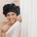 2 Pack Satin Bonnet Night Sleep Caps with Wide Elastic Band Silk Hair Wrap for Sleeping Soft Sleeping Head Cover Sleeping Hat for Women and Girls Curly Hair (Black) - Buy Online on SooperMarket.com