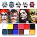 Professional Oil Based Face Paint Palette Set - 12 Flash Colors for Adults, Halloween Makeup & Cosplay - Buy Online on SooperMarket.com
