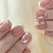 French Tip Press on Nails Short Square Flowers Fake Nails with Designs White French Tip Flowers Acrylic Nails Supply Glossy Artificial Nails Glue on Nails for Women Girls DIY Manicure 24 pcs Flowers 1