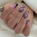 24PCS Square French Short Press on Nails Reusable Gloss Black Fake Nails with Rhinestone Designs Nails for Women and Girls 21