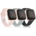 3 Pack Silicone Bands Compatible with Fitbit Versa 2 Bands for Women Men, Soft Breathable Sport Replacement Wristbands for Fitbit Versa 2 / Fitbit Versa/Versa Lite/Versa SE Black/Pink Sand/Grey