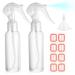WLLHYF 2 Pack Small Spray Bottles 3.5oz/100ml Plastic Hair Spray Bottle Clear Empty Travel Bottle Fine Mist Reusable Liquid Container for Salons Essential Oils Water Squirt with Funnels Labels