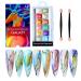 Nail Watercolor Paint Set 12 Colors Shimmer Solid Watercolor for Nails Metallic Nail Color Powder Metallic Powder for Nails(Solid Watercolor Powder)