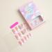 Buy French Tip Press on Nails - Medium Square Glossy Pink & White Duckbill Design - Reusable Rhinestone Fake Nails | Cute Duck Feet Full Cover Acrylics - Buy Online on SooperMarket.com