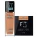 Maybelline New York Fit Me Matte + Poreless Liquid Foundation Makeup Toffee 1 fl. oz. and Loose Finishing Powder Medium Deep 0.7 Oz