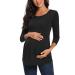 Love2Mi Nursing Shirt Women's Maternity Stop Maternity Maternity Nursing Maternity Top Layered Design Wrap Layer L-black M