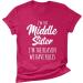 TUNUSKAT Middle Sister T-Shirt - Funny Letter Print Cotton Blouse in Hot Pink | Women's Casual Short Sleeve Top - Buy Online on SooperMarket.com