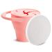 Munchkin C'est Silicone Baby Weaning Pot Collapsible Snack Catcher Food Storage Container BPA Free Toddler Snack Pot Small Snack Pot Tub w. Lid Spill-Proof Baby Weaning & Snack Holder - Coral