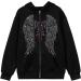 Y2K Halloween Gothic Graphic Hoodie | Full Zip Up | Oversized | Pockets | Long Sleeve Sweatshirt | Glr926black - Medium - Buy Online on SooperMarket.com