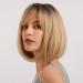 Haircube short charming bob with bangs wigs for woman nature heat -resistant synthetic fiber party/cosplay/costume/daily wig (black root with blonde) ombre blonde