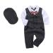 AmzBarley Baby Boys Gentlemans Outfit Suit Kids Long/Short Sleeve Dress Shirt Pants Vest Bowtie Tuxedo Rompers Childs Birthday Evening Holiday Party Black 103-b 3-6 Months