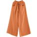 Kaniem Summer High Waist Cotton Linen Wide Leg Pants 2023 | Casual Flowy Elastic Waist Palazzo Pants | Loose Fit Orange - X-Large - Buy Online on SooperMarket.com