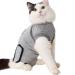 BT Bear Pet Surgery Recovery Suits Cats Clothes Abdominal Wounds Skin Diseases E-Collar Alternative Cotton Cat Shirt for Cats Puppy Small Dogs (XXS-Back length 25cm) XXS--Back length 25cm Chest--27cm