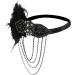Feather Headband 1920s Flapper Headband Faux Pearls 1920s Flapper Headpiece Crystal Headband Fancy Dress Headwear Feather Vintage Headband for Women Hair Accessories for Cocktail Party Prom Wedding Black-2 - Buy Online on SooperMarket.com