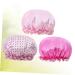 FRCOLOR Hair Bonnet 3pcs Women's Shower Cap Set | Double Layer Bath Visor for Curly Hair | Waterproof & Elastic Bathing Caps - Buy Online on SooperMarket.com