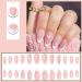 24Pcs French False Nails White Tip - Medium Length Almond Pink Press on Nails with Ballet Heart Design - Buy Online on SooperMarket.com