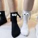 Couple Holding Hands Magnetic 3D Doll Socks - 2 Pair White Mid-Tube Funny Socks - Buy Online on SooperMarket.com