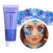 GL-Turelifes Chunky Glitter Gel Glitter Body Gel Festival Glitter Cosmetic Face Hair Nails Makeup Mermaid Sequins Liquid Eyeshadow Long Lasting Sparkling 50ml Easy to Apply Easy to Remove (#01 Blue)