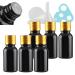 Tianzd 6 pieces empty Little 15 ml gloss black glass bottles with sealed stopper gold aluminum screw cap glass bottle flasher oil fragrance perfume massage aromatherapy gold 15ml