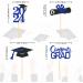 24 Pieces Sparkle 2023 Cupcake Toppers Graduation Cupcake Toppers Bachelier Hat Decoration Graduation Decoration (Black & Blue) - Buy Online on SooperMarket.com