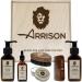 Arrison Beard Bart Kit Made in Italy + birch wood box with shampoo conditioner wax beard oil - comb and brush made of beech wood and wild boar bristles Bart Kit 6stk