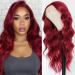 QD-Tizer Burgundy Red Lace Front Wig - Long Wavy Heat Resistant Synthetic Hair for Women - Buy Online on SooperMarket.com