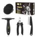 GloryPet 4 in 1 profinational Pet Grooming Kit Box , Dog Cat Brush/Slicker Brush, Deshedding Tool Cats Dogs Nail Clippers & File, Dematting Comb,for Long & Short hair,Medium & Large Dogs/Cats ,Black