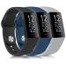 3 Pack Silicone Bands for Fitbit Charge 4 Bands for Women Men, Soft Breathable Sport Replacement Wristbands for Fitbit Charge 4/Charge 3/Charge 3 SE (Black/Navy Blue/Grey, Small) Black/Navy Blue/Grey Small