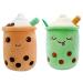 SPIRTUDE 2Pcs Boba Plush Matcha Milk Tea Plushie Stuffed Bubble Tea Plushies Squishy Pillow Soft Toy for Kids Girls and Boys 24cm (Green+brown Ice cream 9.4"/24cm) 9.4"/24cm Green+brown Ice Cream