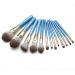 13 Makeup Brush Set Granny Gray Solid Wood Handle Makeup Tool High end Beauty Brush As shown Blue