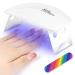 URAQT Mini Gel Nail Lamp, Portable Professional 6W UV LED Gel Nail Dryer with USB, Curing Lamp Professional Nail Art Tool Accessory for All Gel Nail Polish, Gift for Thanksgiving Day Christmas Gift White