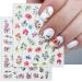 Flower Nail Art Stickers Watercolor Spring Nail Decals Pink Purple Floral Leaf Design Nail Foils Stickers for Acrylic Nail Art Spring Summer Nail Art Decorations for Women DIY Nail Accessories Style 1