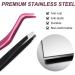 FADVAN Pink Stainless Steel Lash Applicator Tool Set - 2 Pcs Cluster Lash Tweezers with Eyebrow Tweezers for DIY Eyelash Extensions - Buy Online on SooperMarket.com