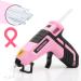 WORKPRO Cordless Hot Melt Glue Gun  Rechargeable Fast Preheating Mini Glue Gun Kit with 20 Pc Premium Glue Stick  Automatic-Power-Off Glue Gun for Art  Crafts  Decorations  Fast Repairs  Pink Ribbon