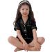 SWOMOG Kids Silk Pyjamas Set | Short Sleeve Satin PJs for Boys & Girls | Button-Down Silky Nightwear for Children & Teens | Black, Ages 8-9 - Buy Online on SooperMarket.com