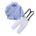AmzBarley Baby Boys Gentlemans Outfit Suit Kids Long/Short Sleeve Dress Shirt Pants Vest Bowtie Tuxedo Rompers Childs Birthday Evening Holiday Party Blue 245 6-12 Months